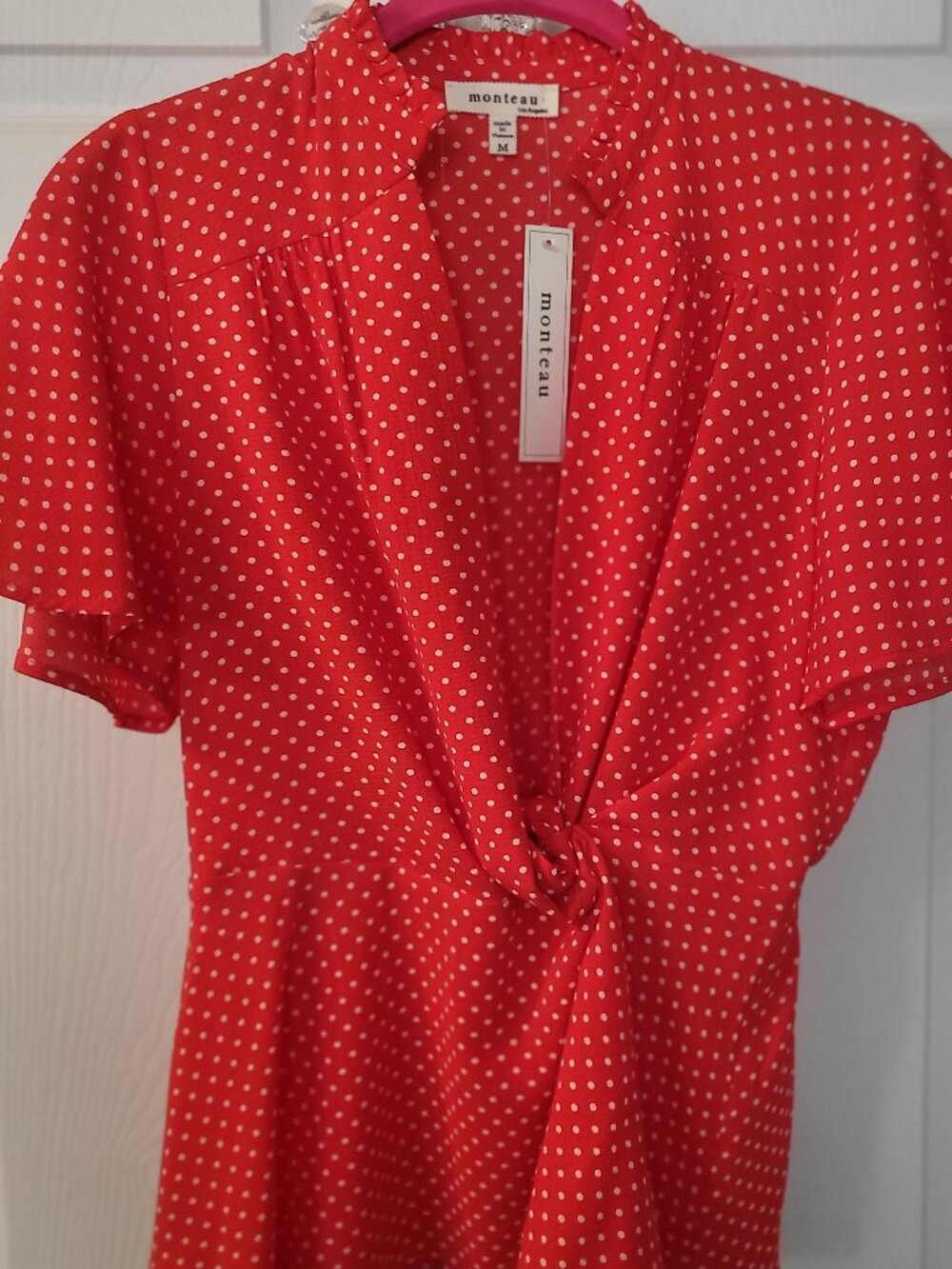 Red polka dot blouse size medium
